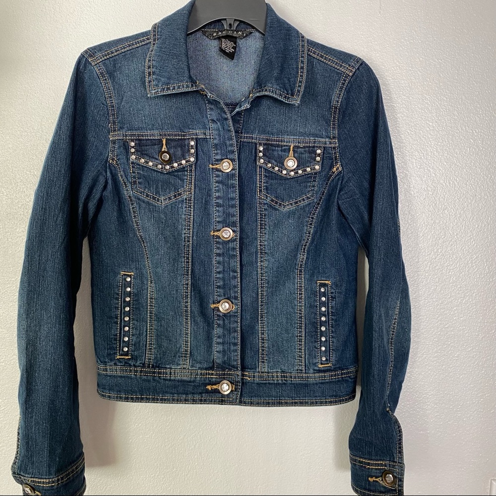 Baccini Jean Jacket With Rhinestone Look Buttons
